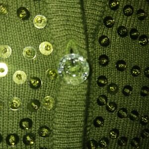 Vintage Y2K Moe Green Sequins Button Front Long sleeve Cardigan Women's Size M